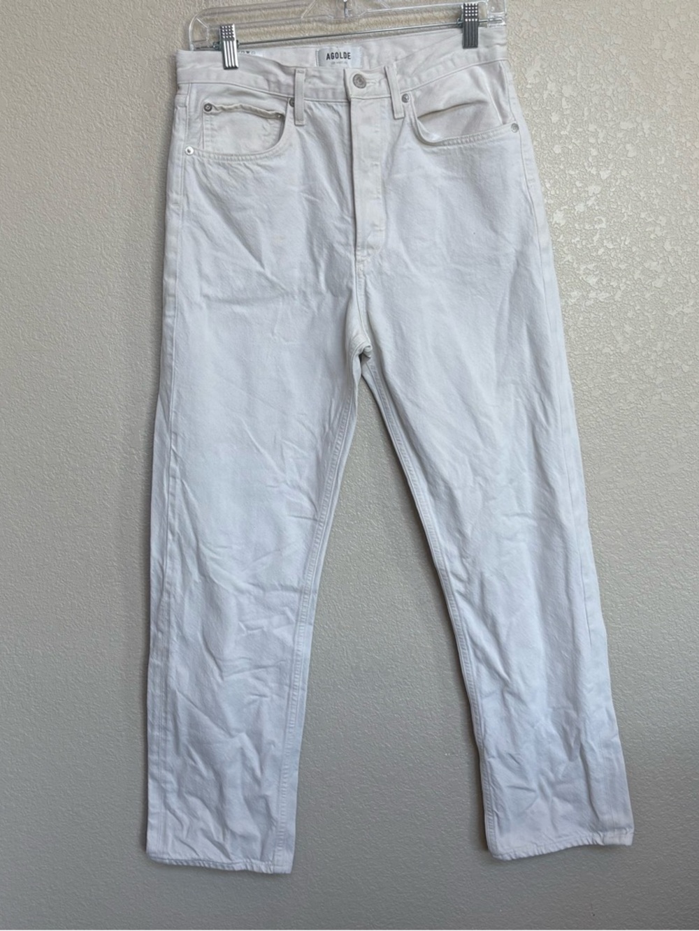 Agolde High Rise Straight Jeans in Off-White - Picture 3 of 10